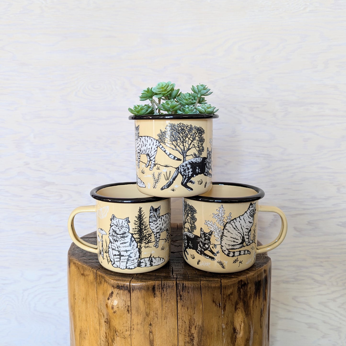 enamel mug | outside cats