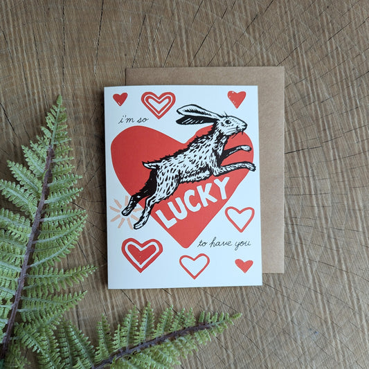 greeting card | i'm so lucky to have you - love rabbit Valentine