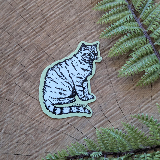 sticker | sitting white cat - waterproof uv-resistant vinyl kitty decal