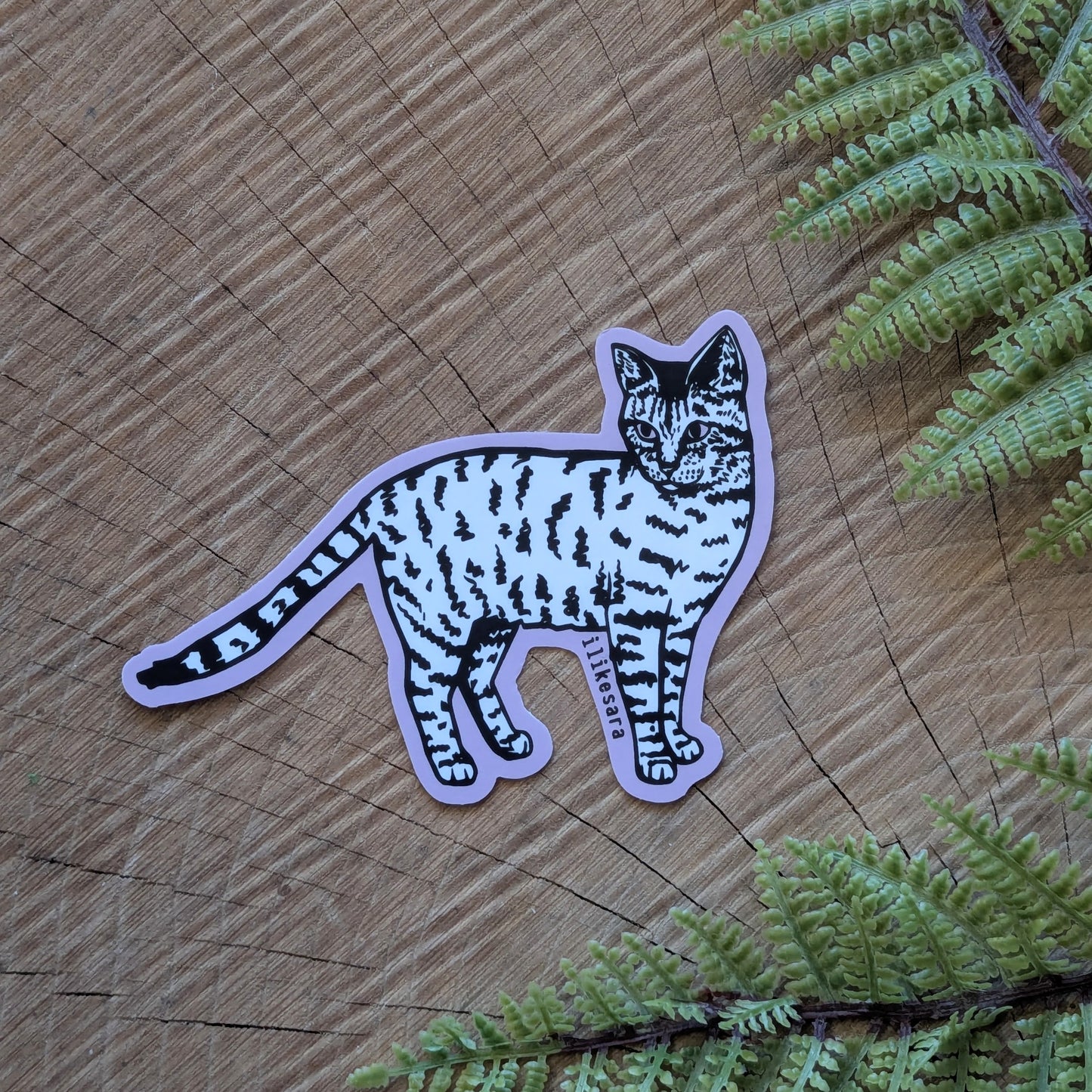 sticker | standing tiger cat - waterproof uv-resistant vinyl kitty decal