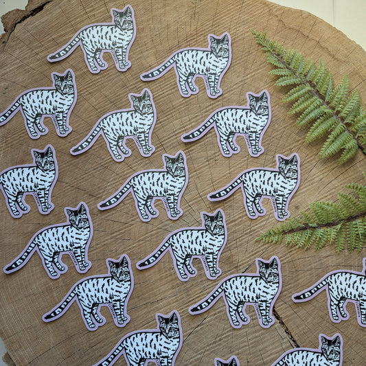 sticker | standing tiger cat - waterproof uv-resistant vinyl kitty decal