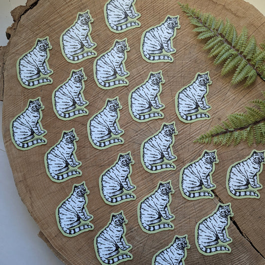 sticker | sitting white cat - waterproof uv-resistant vinyl kitty decal