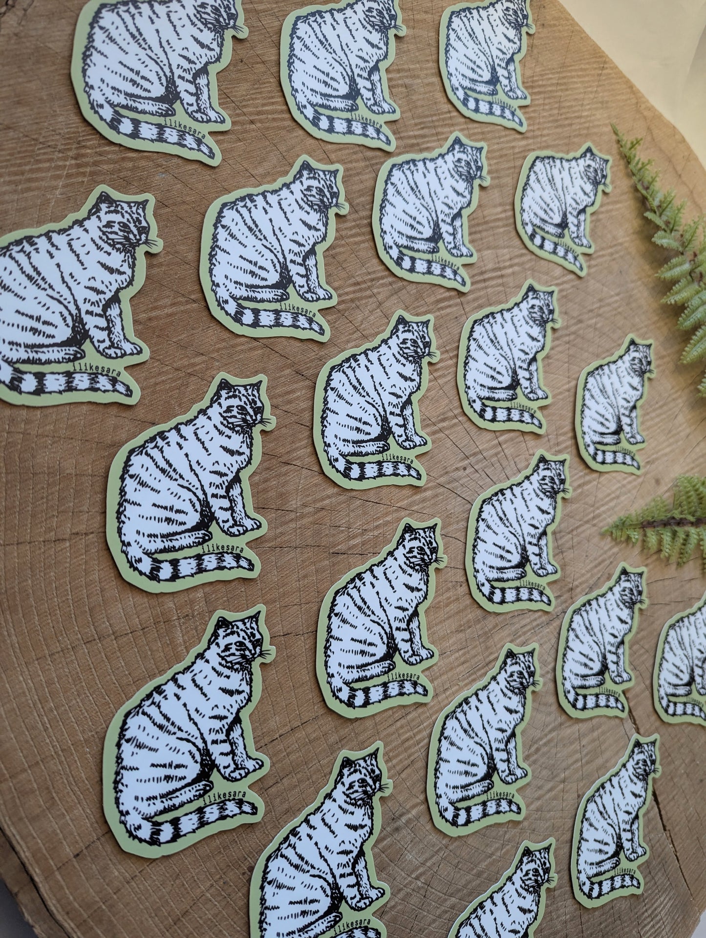 sticker | sitting white cat - waterproof uv-resistant vinyl kitty decal