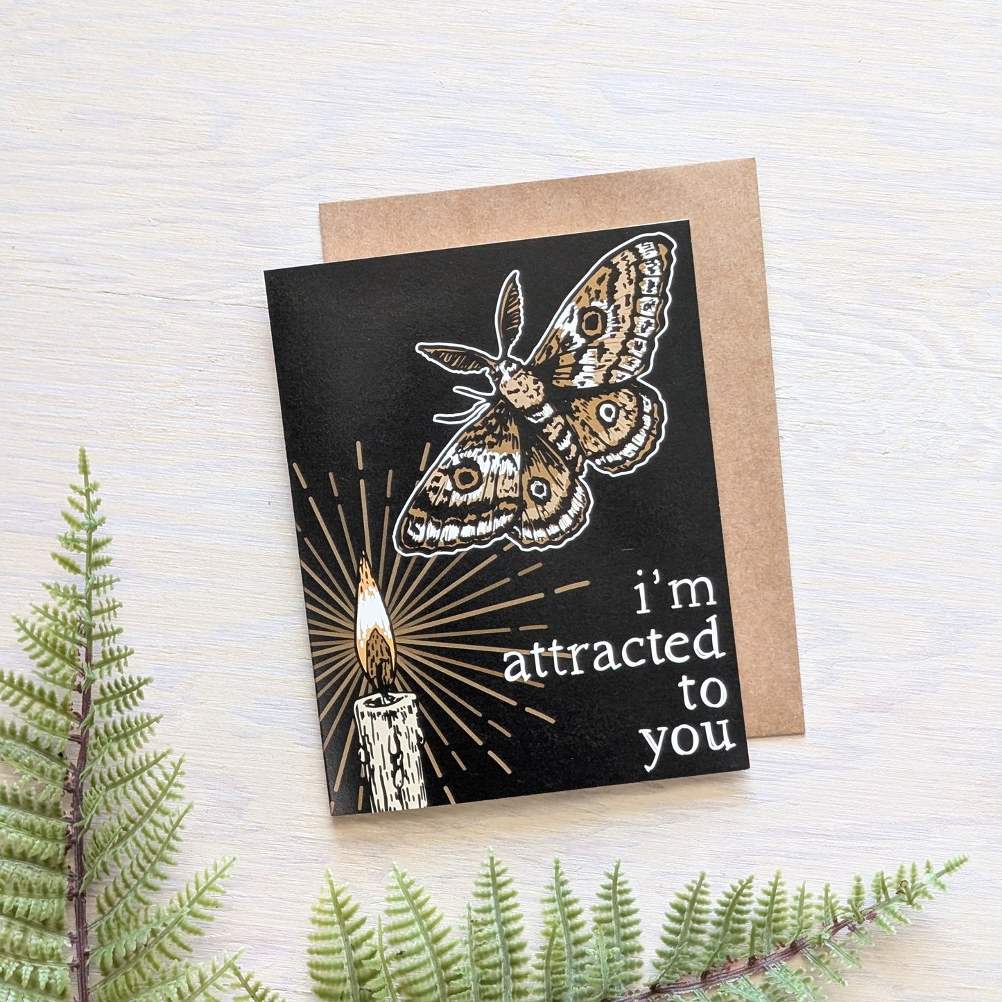 greeting card | i'm attracted to you moth - love card