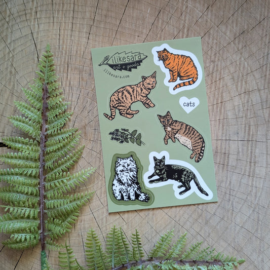 sticker sheet | cats  - waterproof uv-resistant vinyl kitty stickers