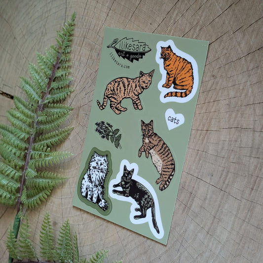 sticker sheet | cats  - waterproof uv-resistant vinyl kitty stickers