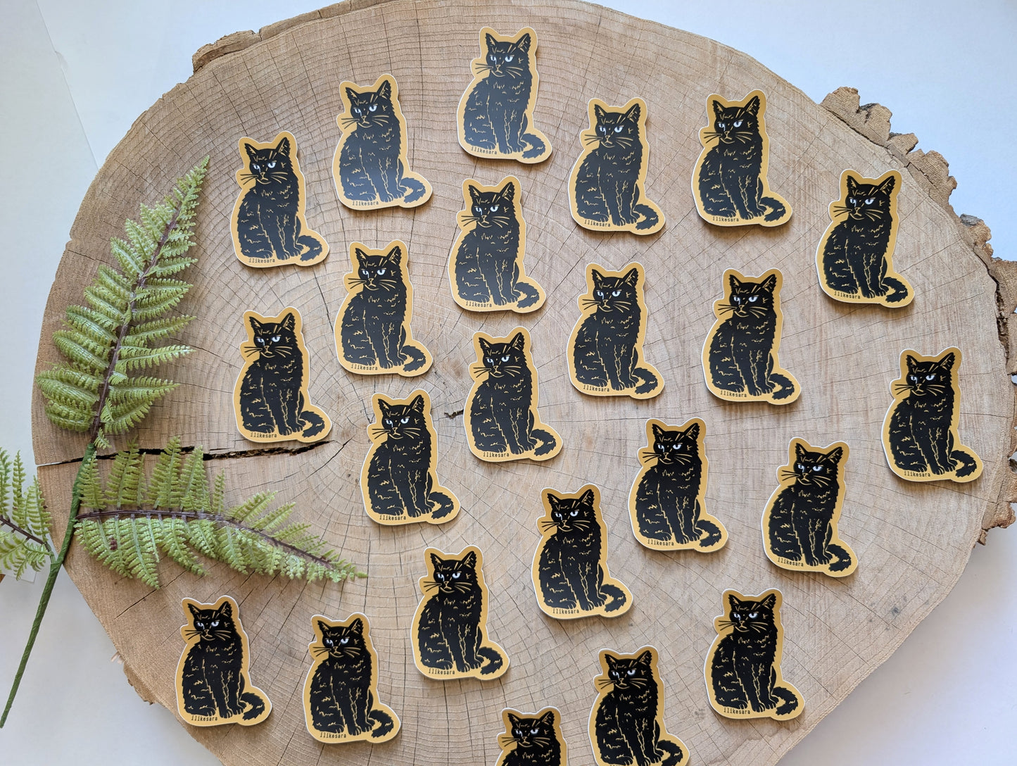 sticker | disappointed sitting black cat - waterproof uv-resistant vinyl kitty decal