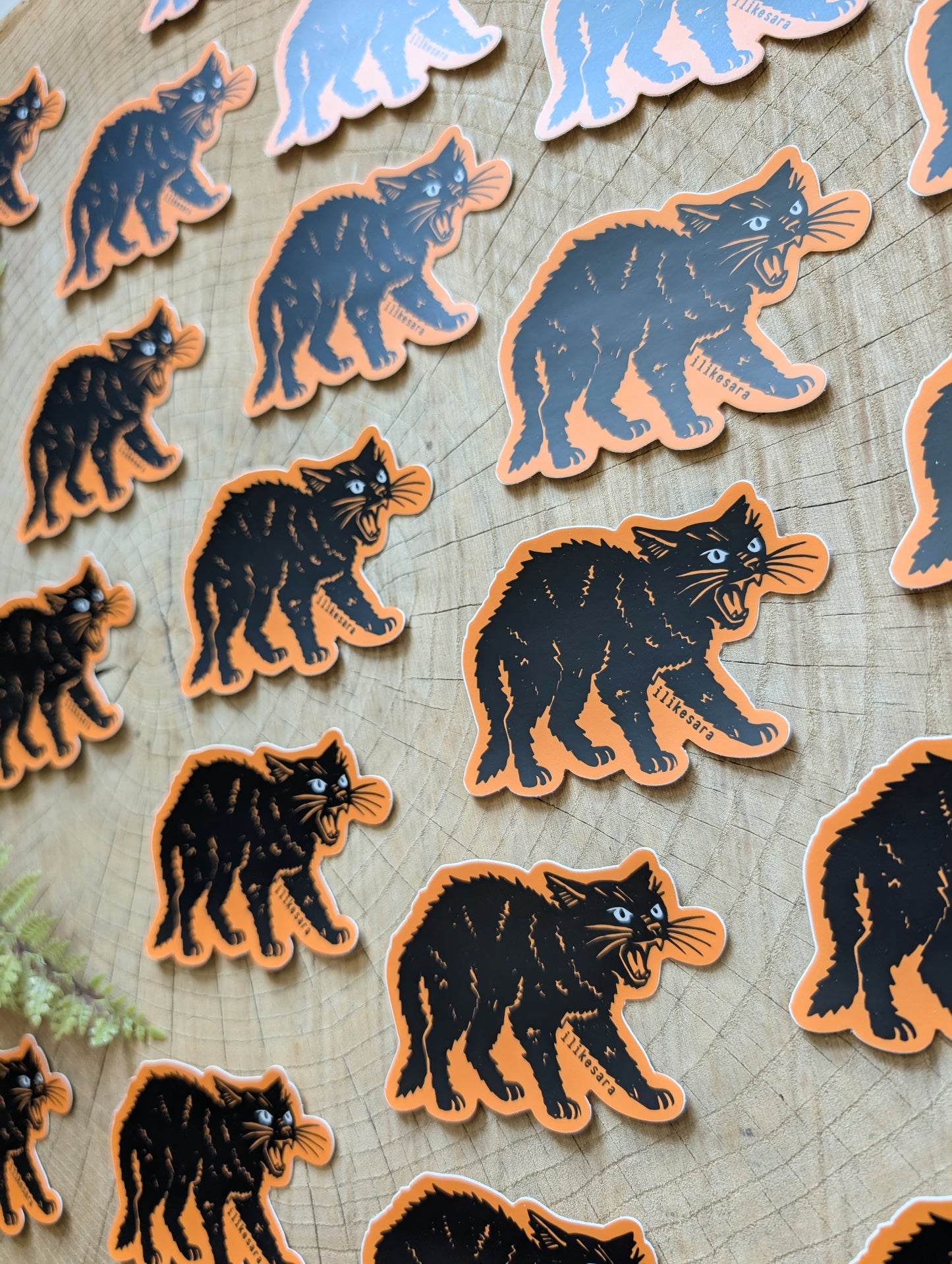 sticker | hissing black cat - waterproof uv-resistant vinyl Halloween kitty decal