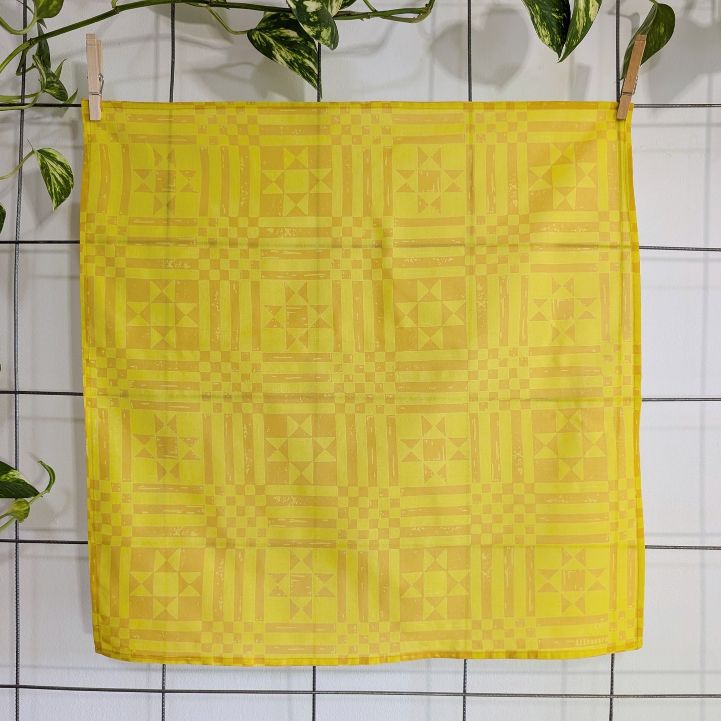 bandana | sawtooth yellow gold - geometric folk quilt pattern scarf neckerchief