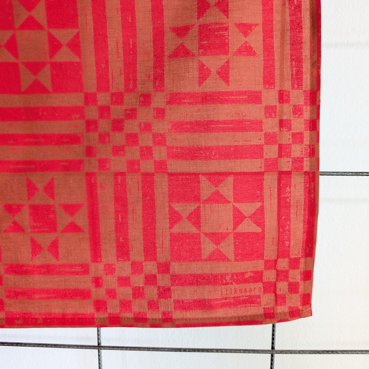 bandana | sawtooth red brown - geometric folk quilt pattern scarf neckerchief