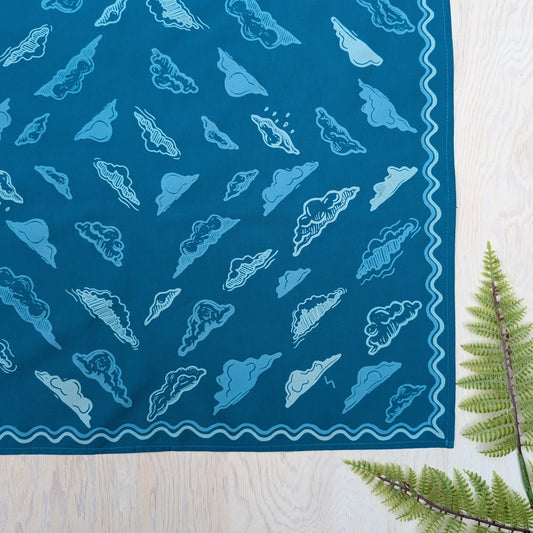 bandana | clouds - blockprint blue patterned scarf neckerchief