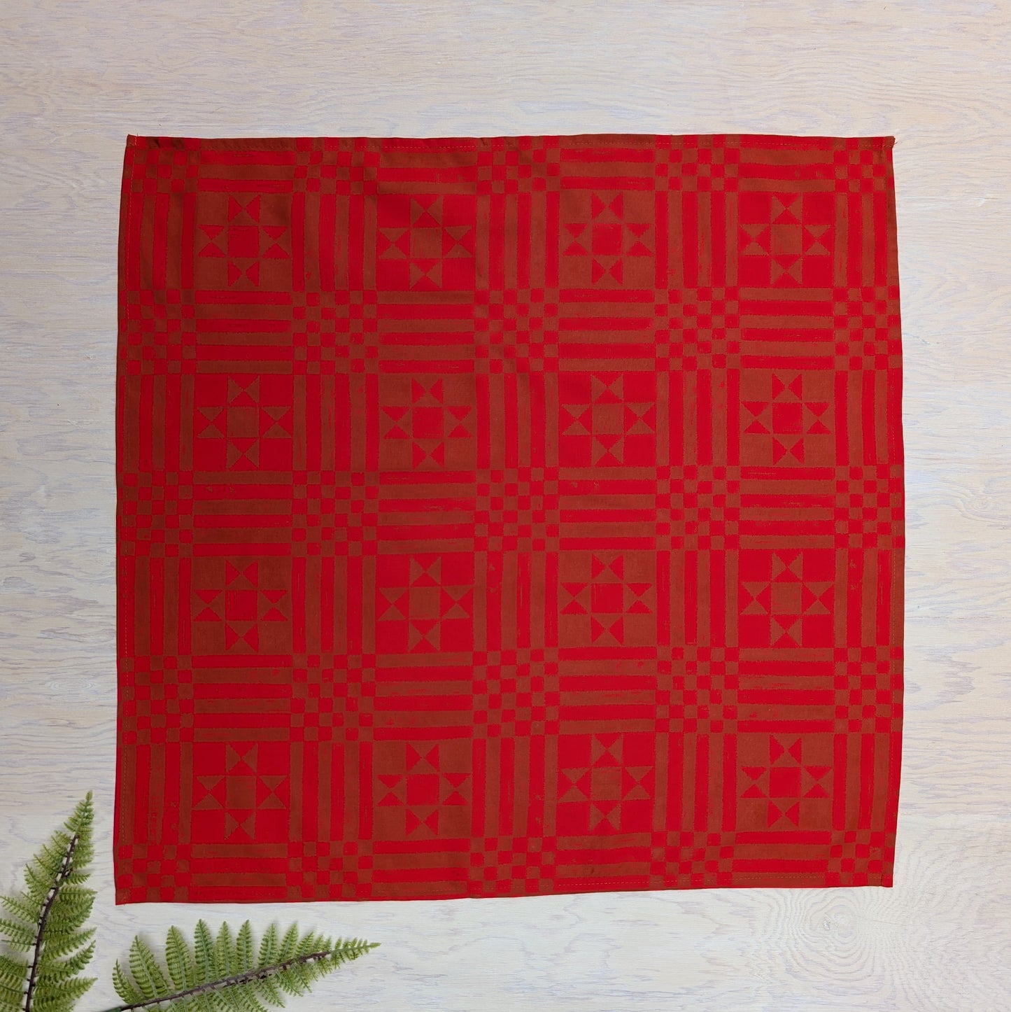 bandana | sawtooth red brown - geometric folk quilt pattern scarf neckerchief