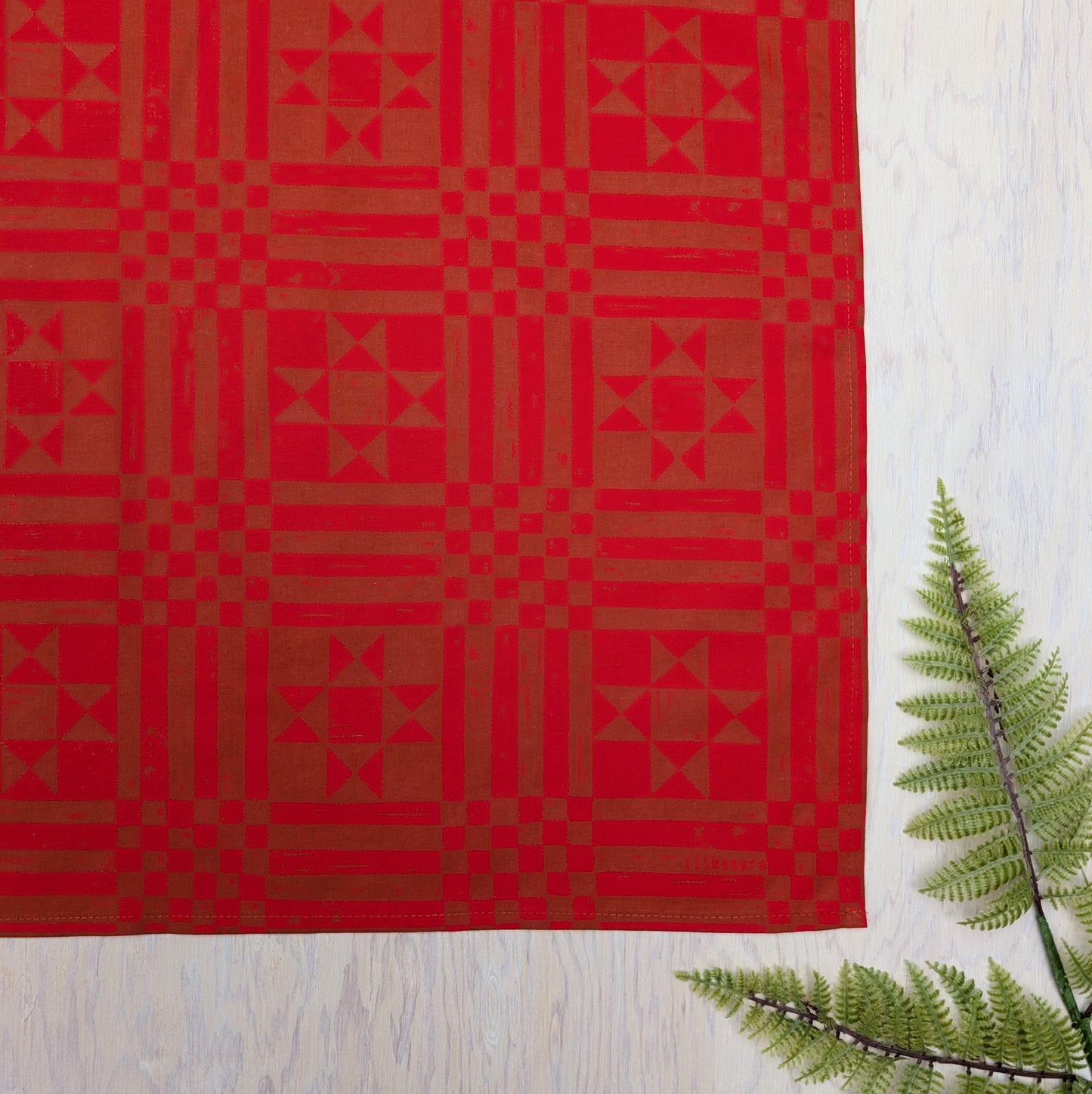 bandana | sawtooth red brown - geometric folk quilt pattern scarf neckerchief