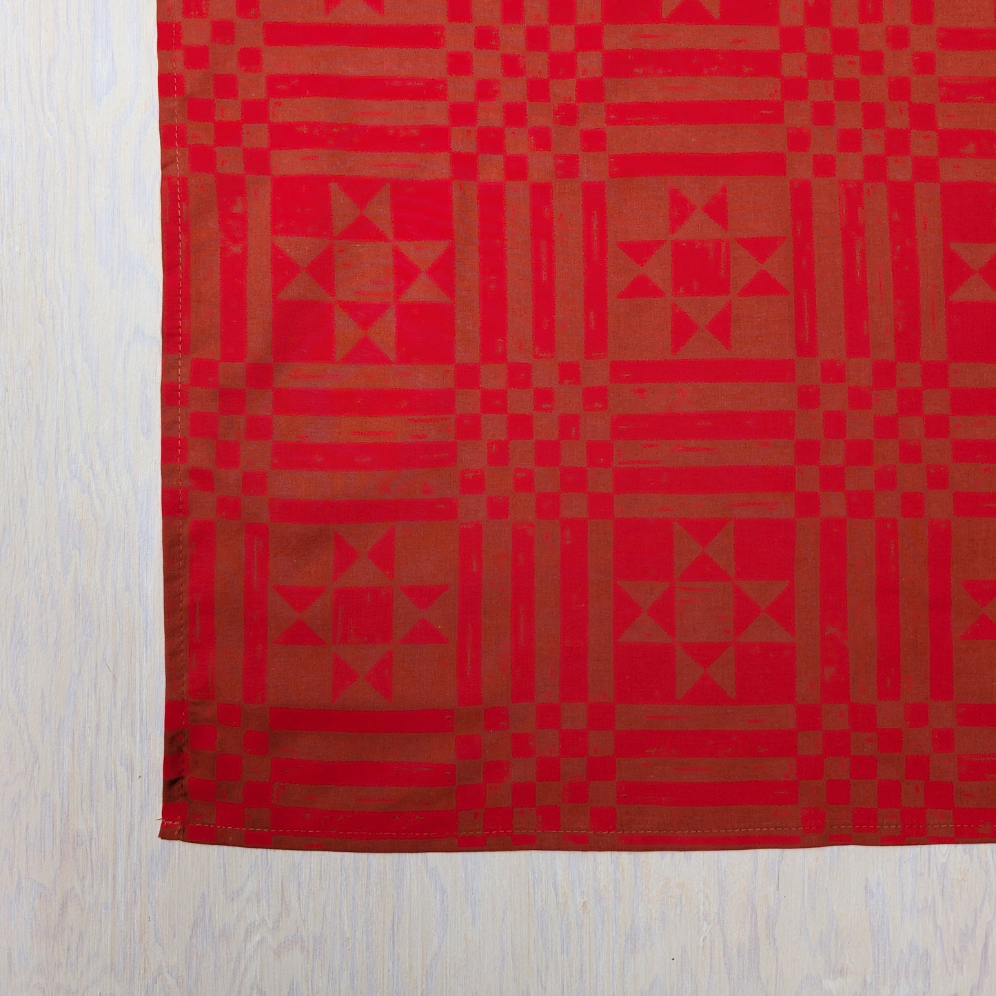 bandana | sawtooth red brown - geometric folk quilt pattern scarf neckerchief