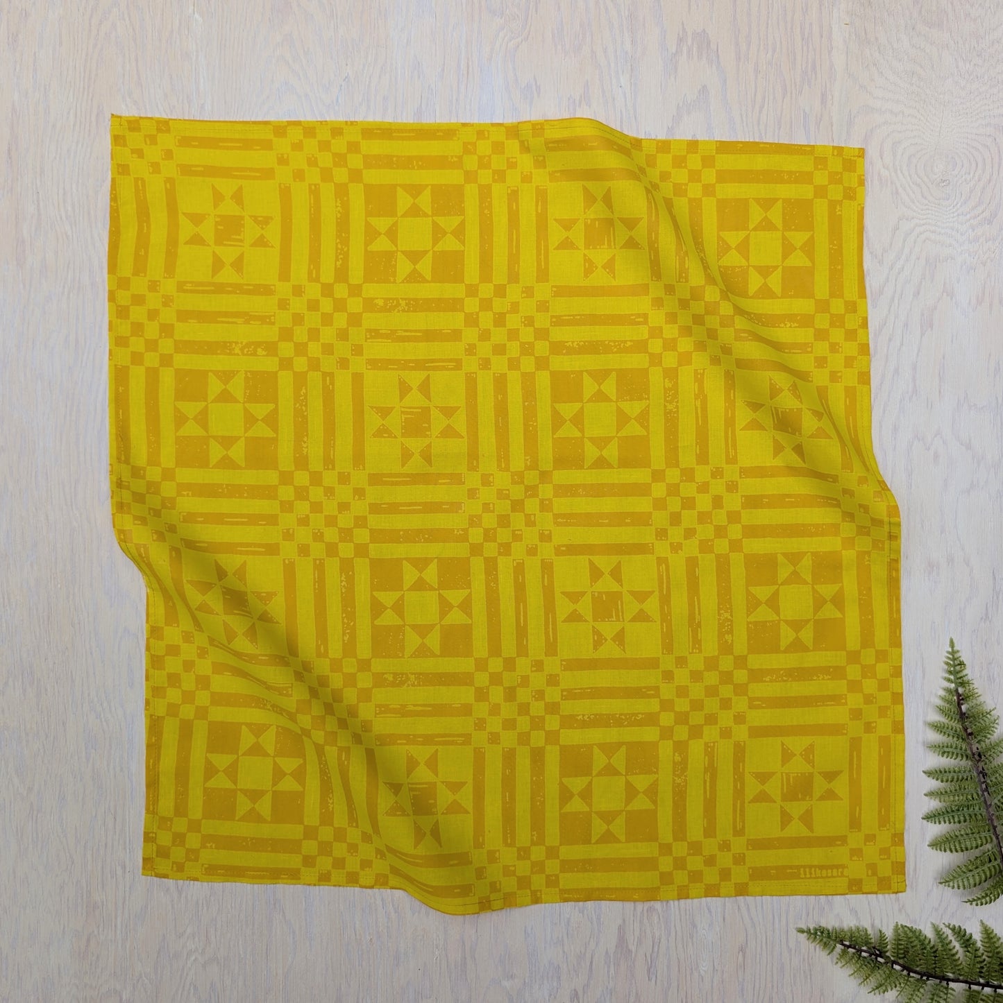 bandana | sawtooth yellow gold - geometric folk quilt pattern scarf neckerchief
