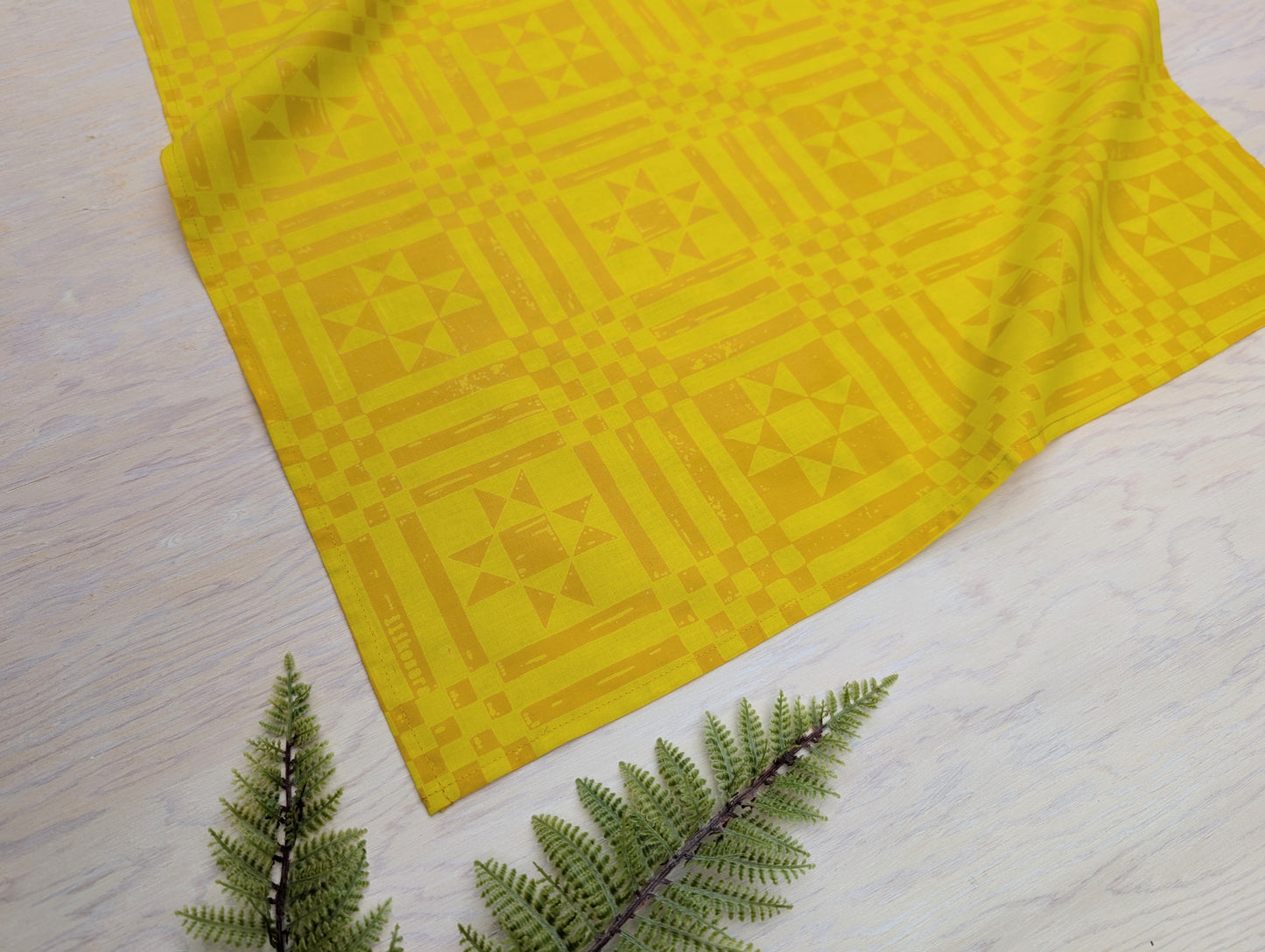 bandana | sawtooth yellow gold - geometric folk quilt pattern scarf neckerchief