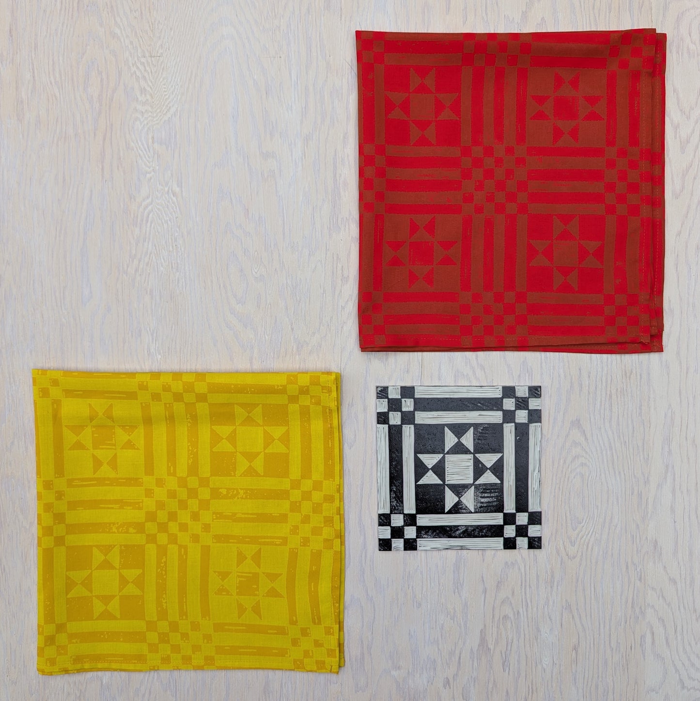 bandana | sawtooth yellow gold - geometric folk quilt pattern scarf neckerchief