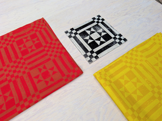 bandana | sawtooth yellow gold - geometric folk quilt pattern scarf neckerchief