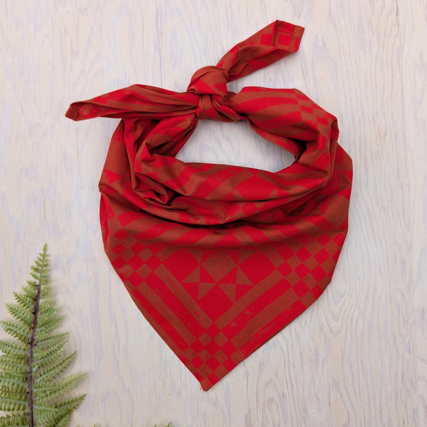 bandana | sawtooth red brown - geometric folk quilt pattern scarf neckerchief