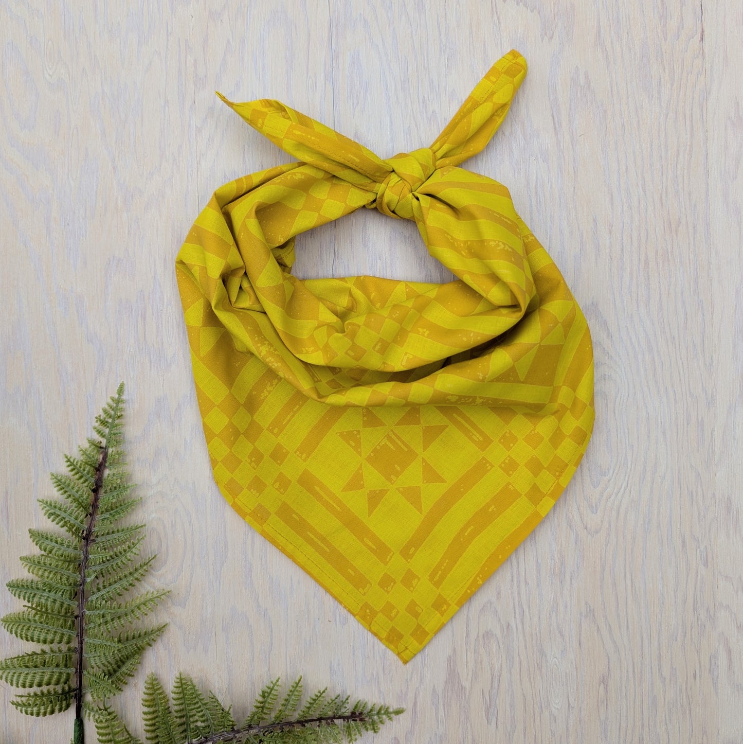 bandana | sawtooth yellow gold - geometric folk quilt pattern scarf neckerchief