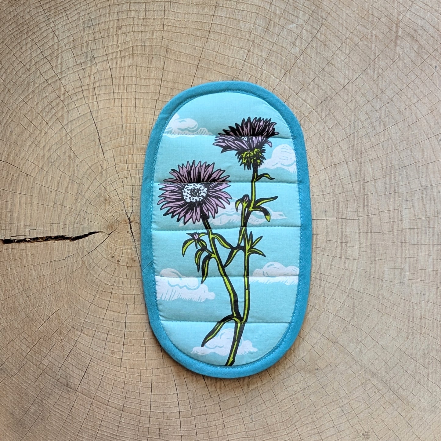 insulated pot holder / hot pad | aster flower & clouds