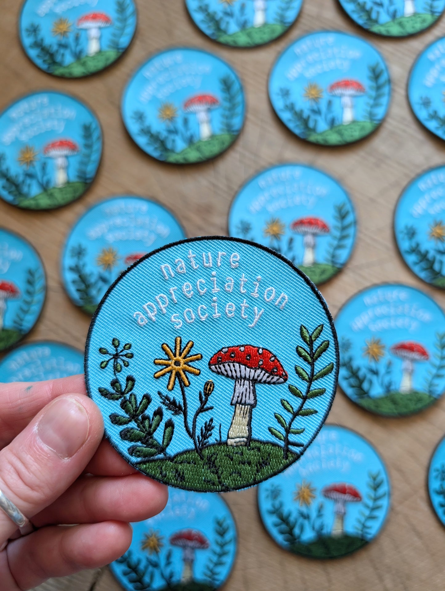 iron-on patch | nature appreciation society - 3" round