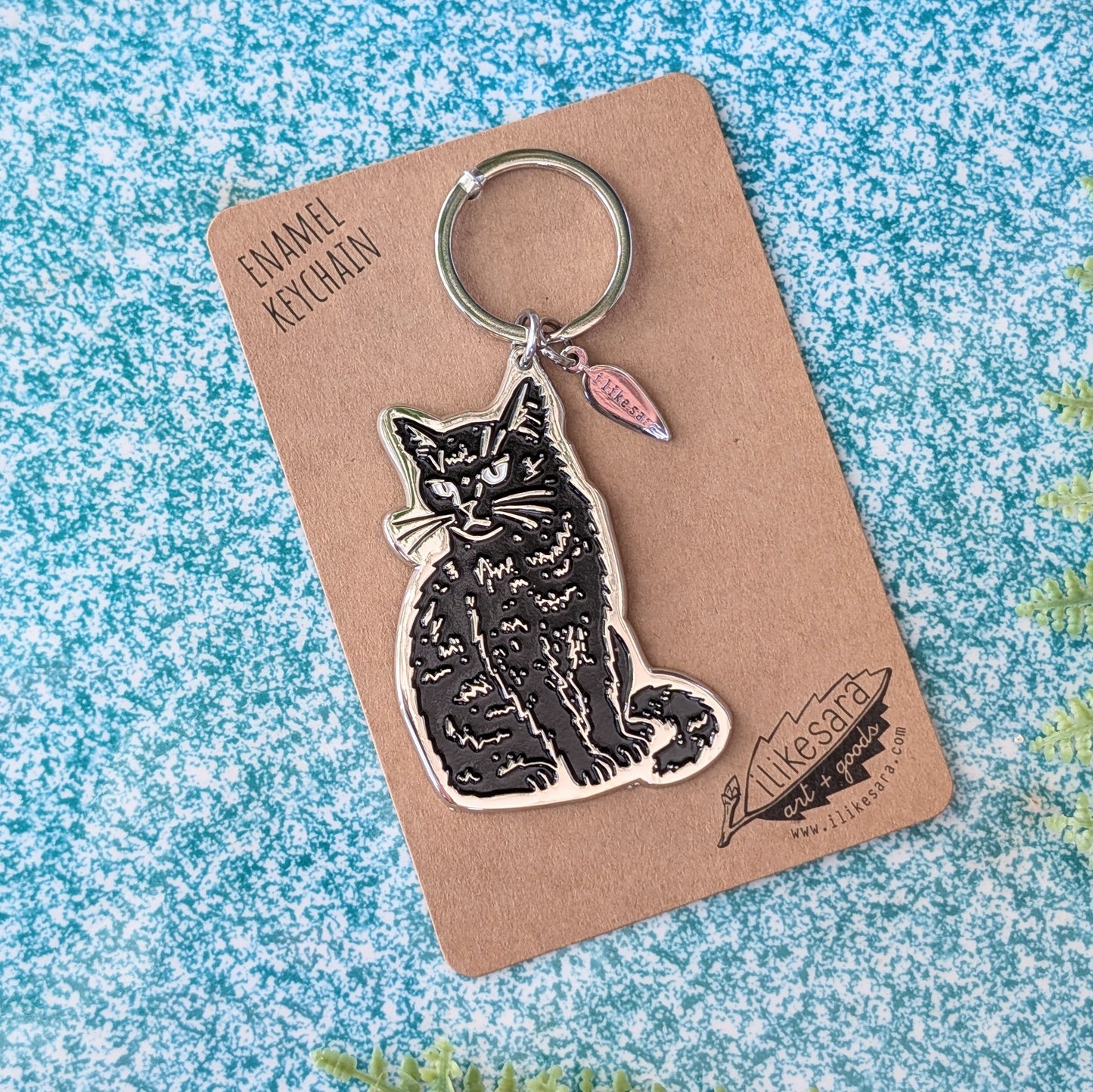 metal enamel keychain / purse charm | black cat