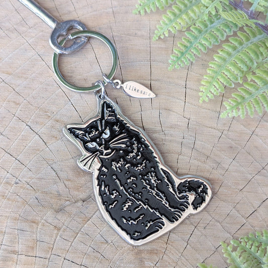 metal enamel keychain / bag charm | black cat