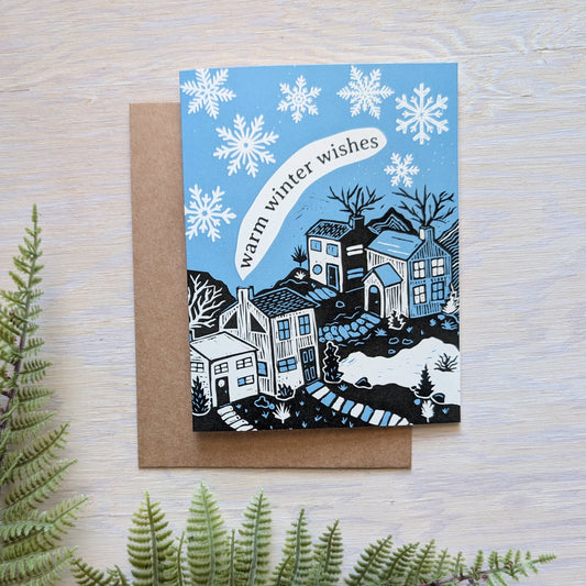 greeting card | warm winter wishes - holiday Christmas Hanukkah New Year