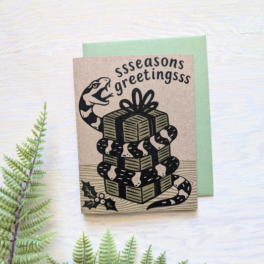 greeting card | seasons greetings snake - holiday Christmas Hanukkah New Year