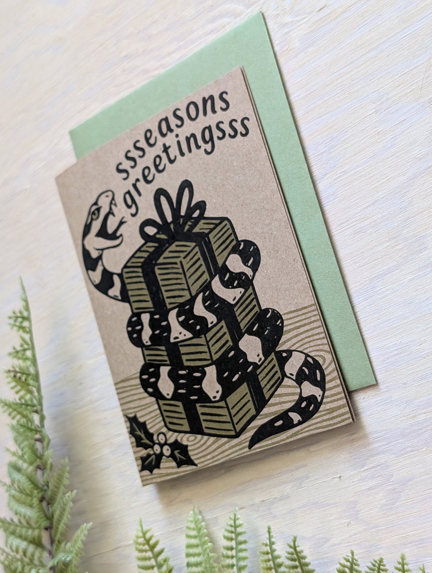 greeting card | seasons greetings snake - holiday Christmas Hanukkah New Year
