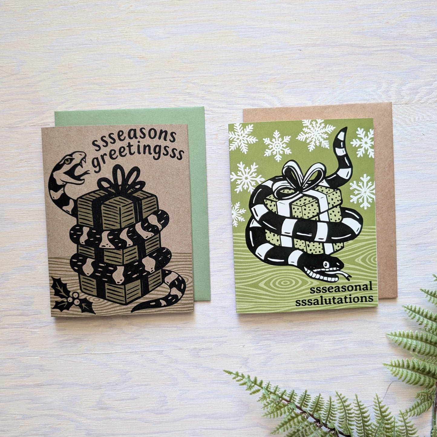 greeting card | seasons greetings snake - holiday Christmas Hanukkah New Year