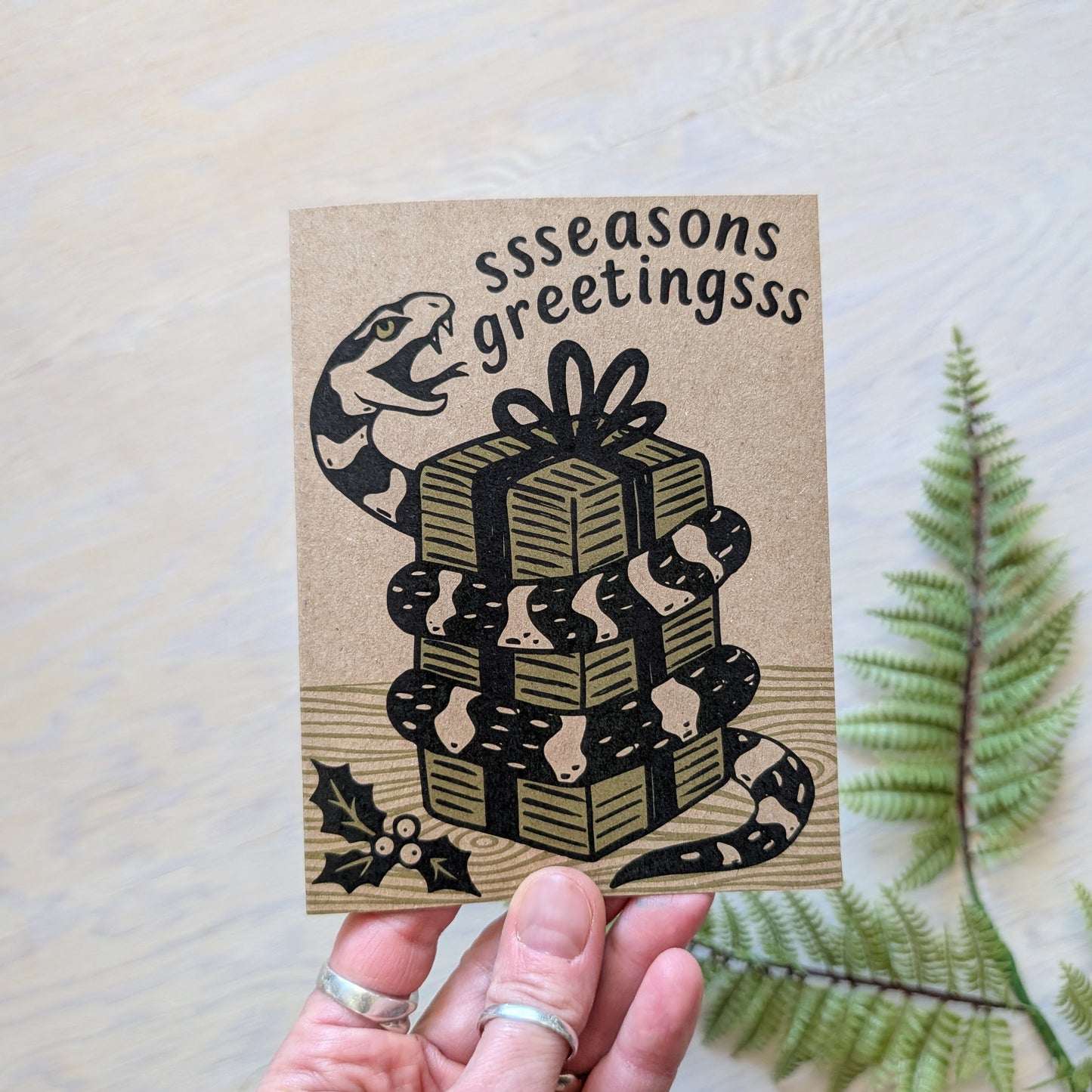 greeting card | seasons greetings snake - holiday Christmas Hanukkah New Year