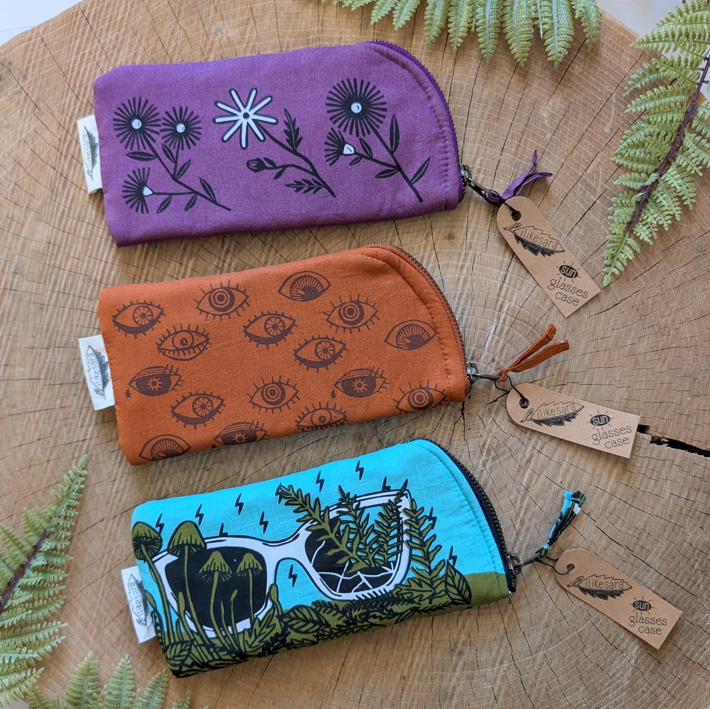 glasses case | bloom - purple flower cushioned zipper pouch