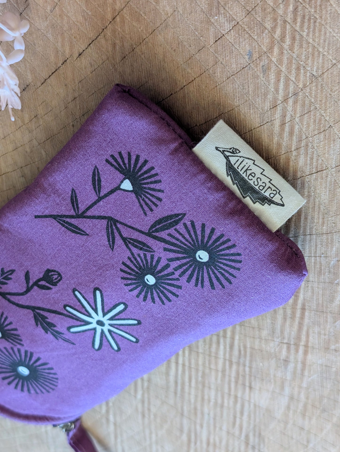 glasses case | bloom - purple flower cushioned zipper pouch