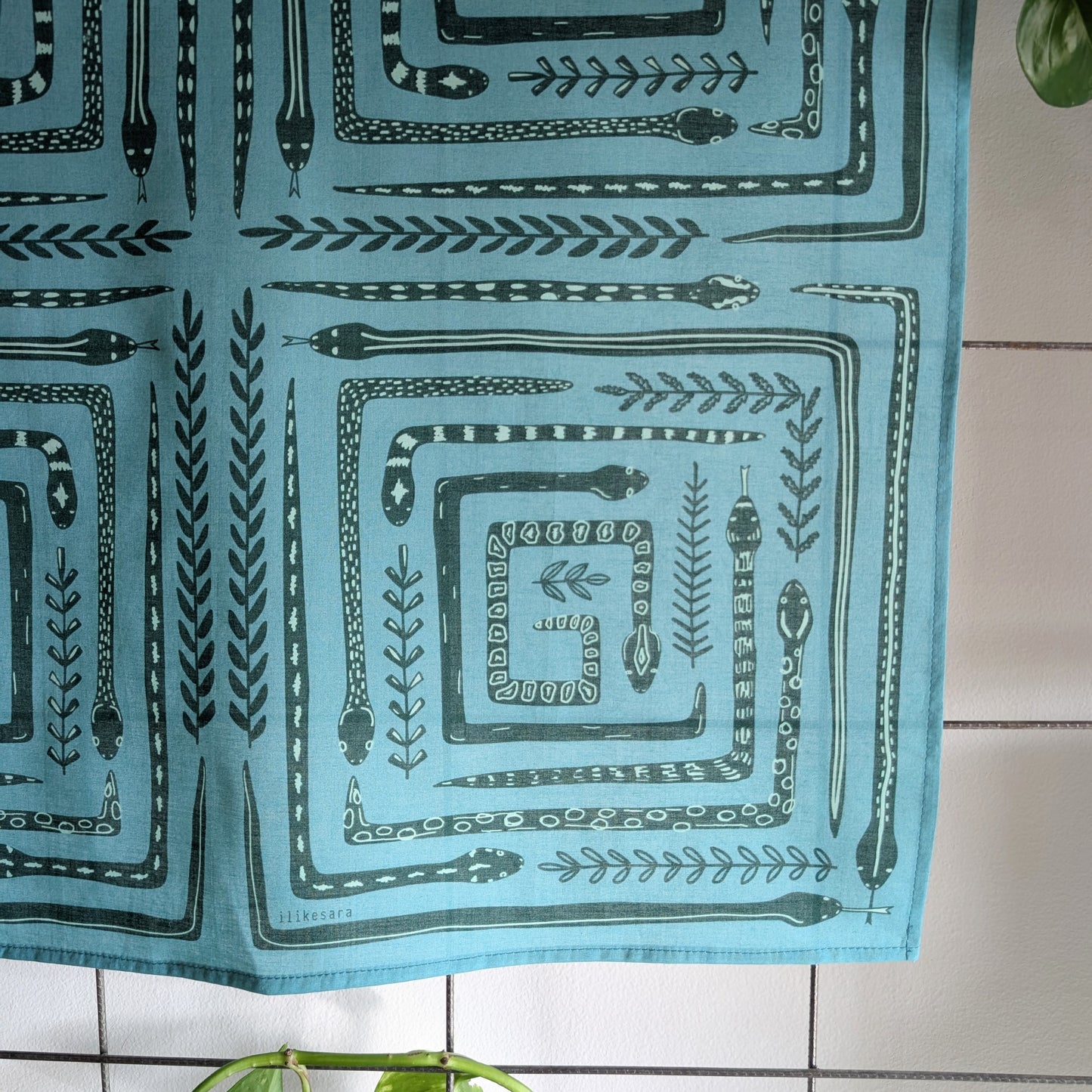 bandana | serpent path - teal turquoise snake botanical scarf