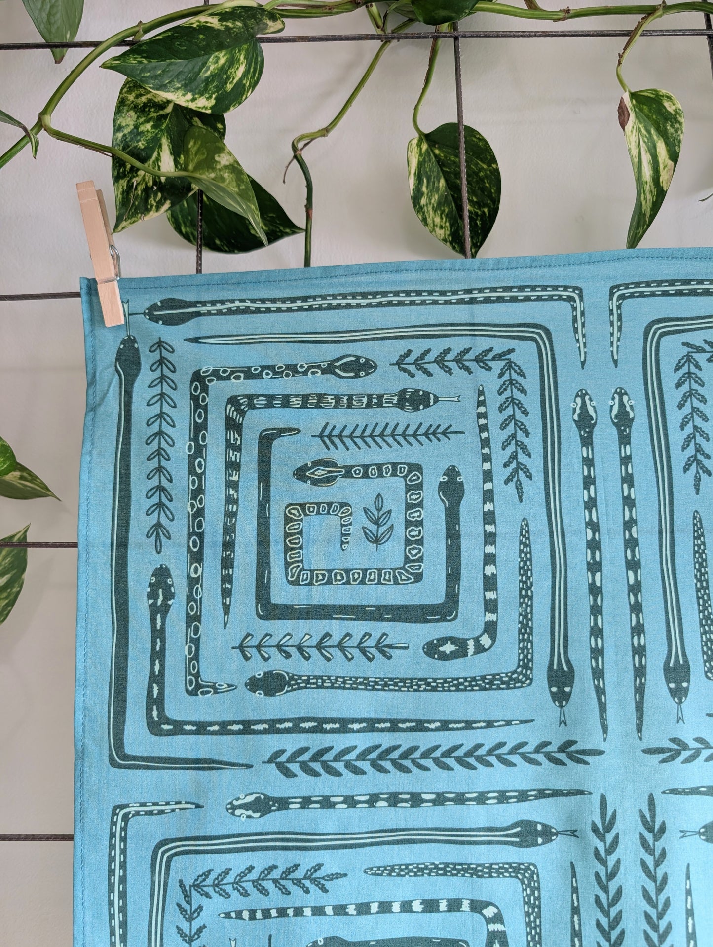 bandana | serpent path - teal turquoise snake botanical scarf