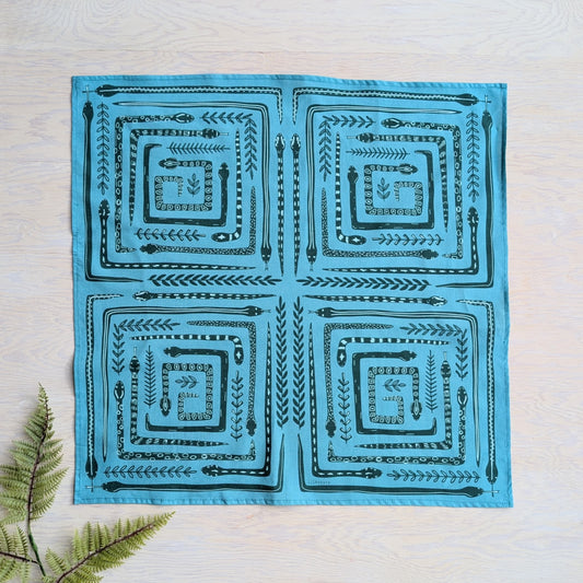 bandana | serpent path - teal turquoise snake botanical scarf