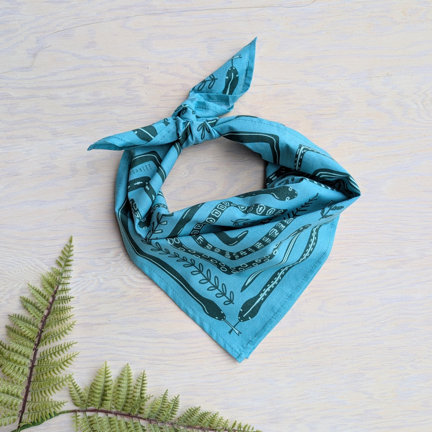 bandana | serpent path - teal turquoise snake botanical scarf