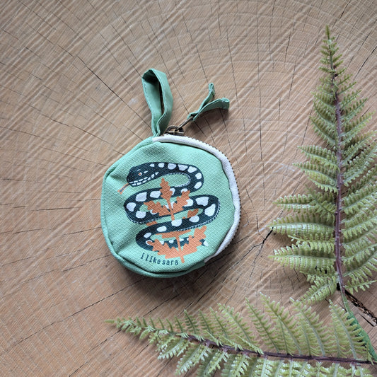 coin pouch | serpent - sagey turquoise zipper bag with waterproof lining