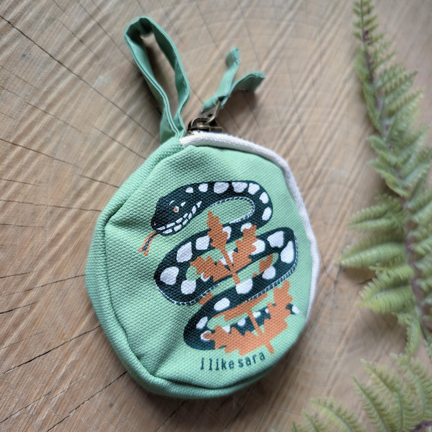 coin pouch | serpent - sagey turquoise zipper bag with waterproof lining