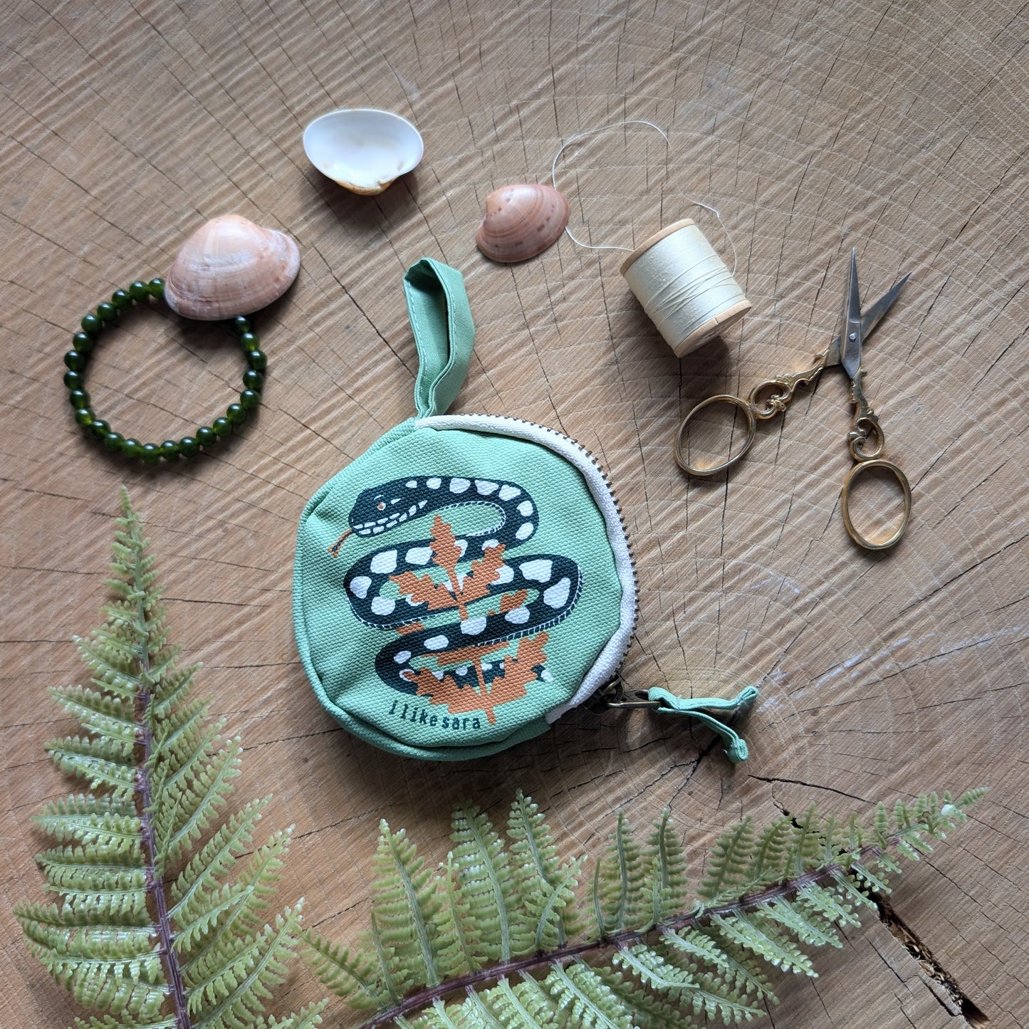 coin pouch | serpent - sagey turquoise zipper bag with waterproof lining