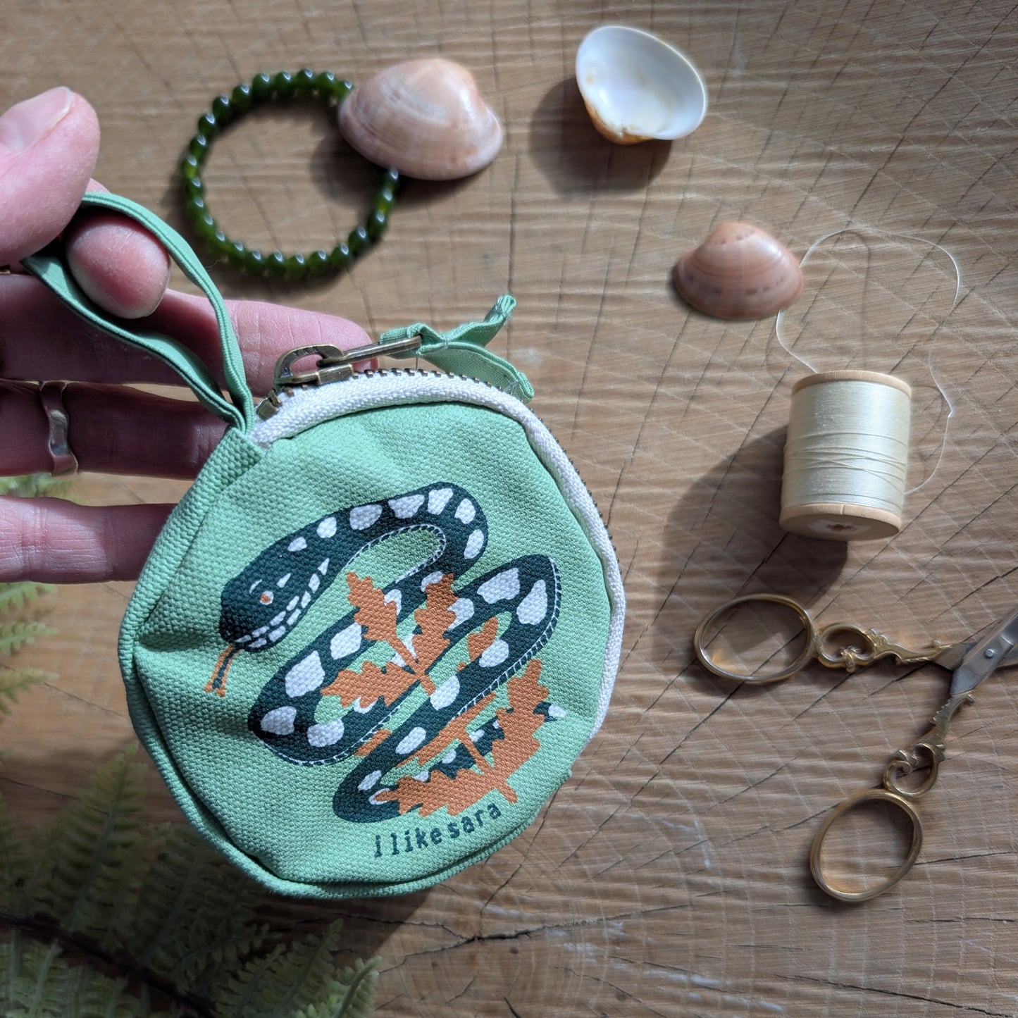 coin pouch | serpent - sagey turquoise zipper bag with waterproof lining