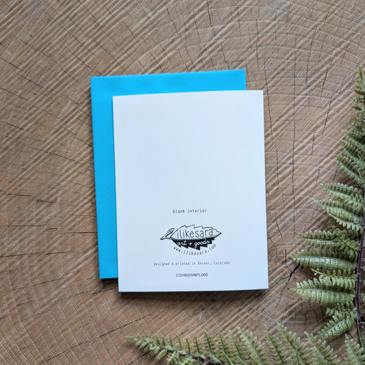 greeting card | happy birthday swan planter - bird houseplant