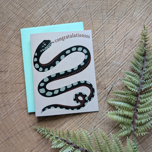 greeting card | congratulations snake - graduation, new baby, new job, engagement