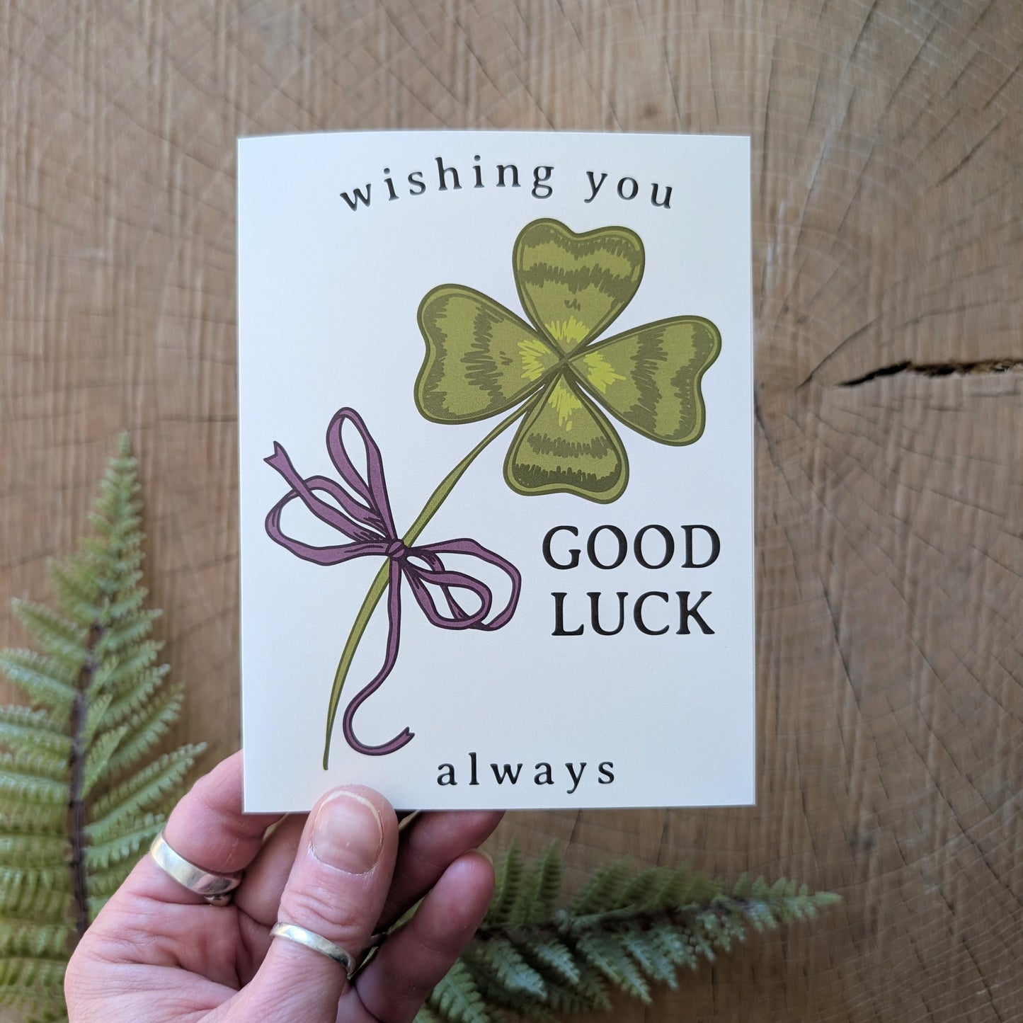 greeting card | wishing you good luck - 4 leaf clover, saint patricks day, encouragement