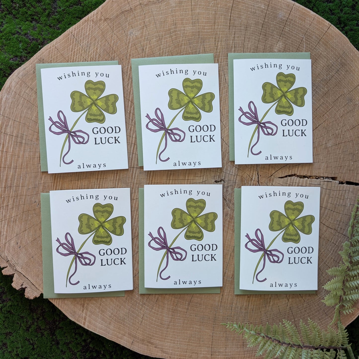 greeting card | wishing you good luck - 4 leaf clover, saint patricks day, encouragement