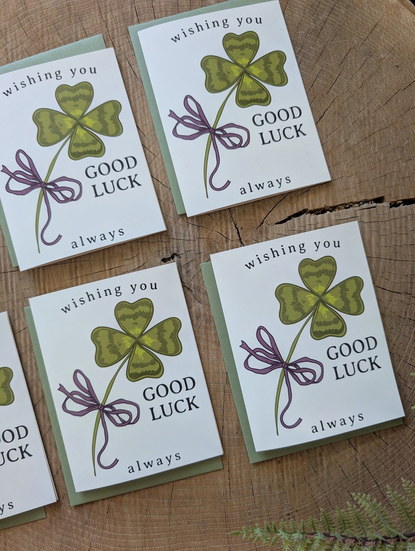 greeting card | wishing you good luck - 4 leaf clover, saint patricks day, encouragement