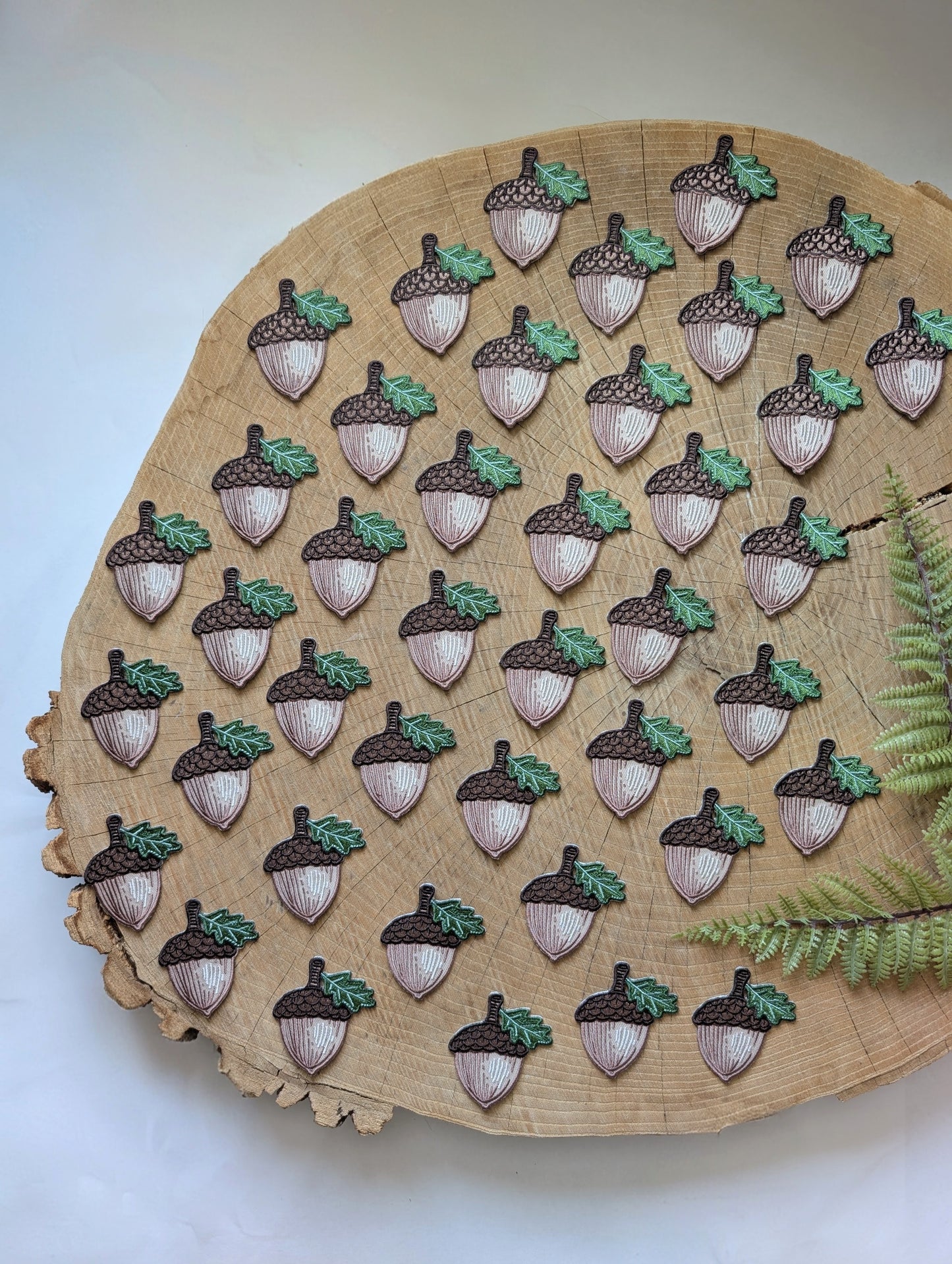 iron-on patch | oak acorn with leaf - embroidered applique, woodland nature