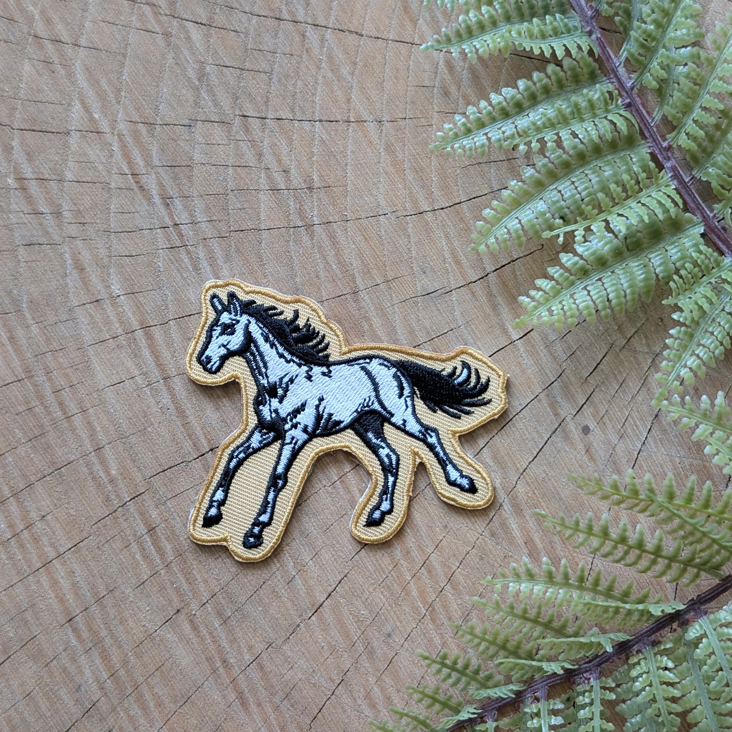 iron-on patch | mustard yellow horse - embroidered Western mustang applique